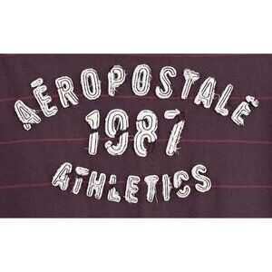 Aeropostale‎ Mens Maroon Graphic T-Shirt L Striped Short Sleeves